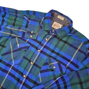 VTG Saugatuck Dry Goods Flannel Shirt Tartan Plaid Lumberjack Rockabilly Mens L